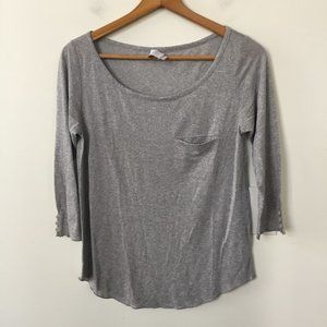 T Los Angeles 3/4 sleeve Metallic Shimmer top